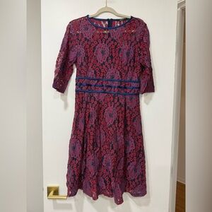Miusol Red and Blue Lace Long Sleeve Dress- NWT